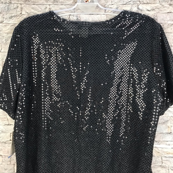 NOTATIONS NWT SIZE 1X BLOUSE-SHORT SLEEVE-SEQUINS - Picture 10 of 16